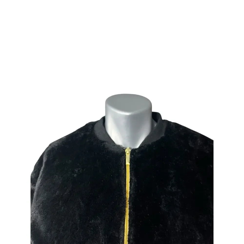 Girls Wonder Nation Faux Fur Jacket Black 2XL 18 Women’s Small Whimsygoth